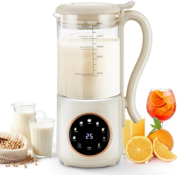 48 oz Nut Milk Maker Machine with 16 Blades, 8 in 1 Automatic Homemade Almond, Oat, Soy, Plant-Based Milk and Dairy Free Beverages, Almond Maker