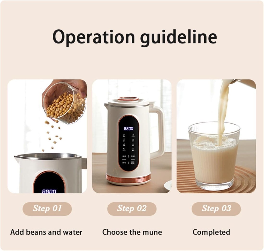 1500ml Multi-Function Electric Soy Milk Maker with Large Touchscreen Display, 10-Blade Mixer, Blender, and Nut Milk Maker