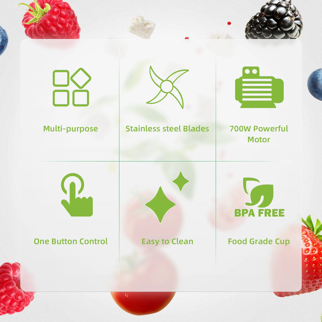 3-in-1 Multifunctional Food Processor 700W Portable Juicer Blender Personal Smoothie Mixer Food Chopper and Dry Grinder